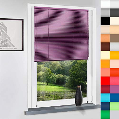 Aluminium Jalousie nach Maß, Endloskette, Kette, Monocomando, Maßanfertigung, für Fenster und Türen, Alu, Fenster, Klemmfix ohne Bohren (Lila, Höhe: 100cm x Breite: 90cm)