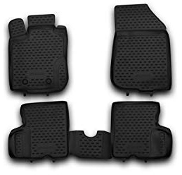 Element Passgenaue Premium 3D Gummimatten Fussmatten passend für Dacia Duster, Mk1 I, 2010-2017, 4WD, 4 TLG, Schwarz