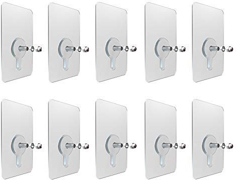 ZHANGLI 10pcs/Pack Screws Hanger No Hole Hook Home Traceless Sticker Wall Mounted Strong Non-Marking Stickers Perforated Stainless Steel Screw Patches