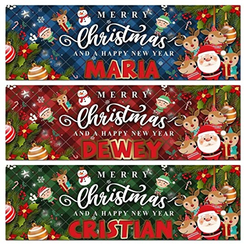 2 carteles personalizados Feliz Navidad Feliz Año Nuevo Santa Snow Deer niños Navidad fiesta decoración cartel regalo