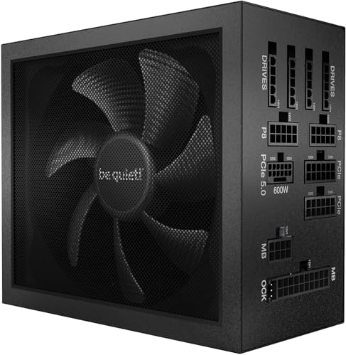be quiet! Dark Power 13 750W power supply, ATX 3.0, 80 PLUS Titanium, full support for PCIe 5.0 GPUs, Silent Wings fan, virtually inaudible operation, overclocking key, modular cable management