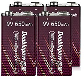 9v Batterie Rechargeable Instrument multimètre température Pistolet USB Batterie au Lithium 9 Volts 6f22 carré (Size : Four)