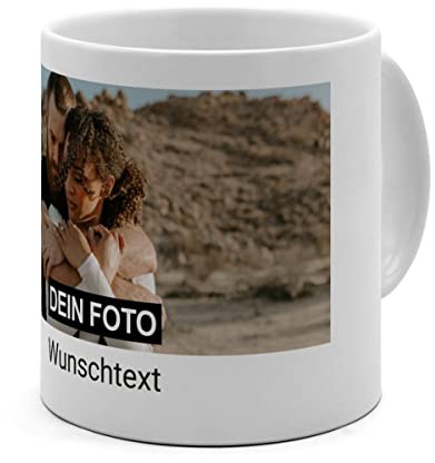 PhotoFancy® - XL XXL Tasse 'Collage' - Personalisierte Fototasse mit eigenem Foto und Text - Große Tasse selbst gestalten - Layout wählen (XL, 1 Bild + Text)