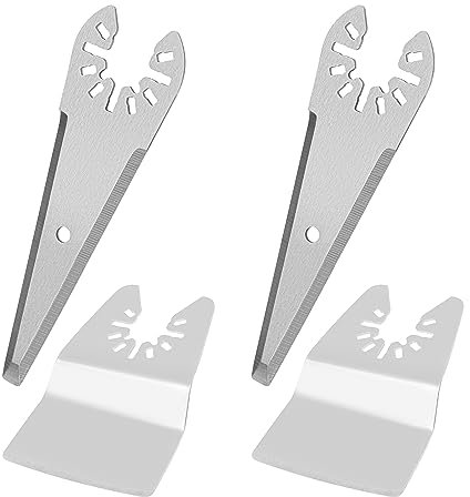 Lot de 4 lames oscillantes multi-outils et spatule incurvée compatibles avec Bosch compatible avec grattoir Chicago en acier inoxydable à trois côtés