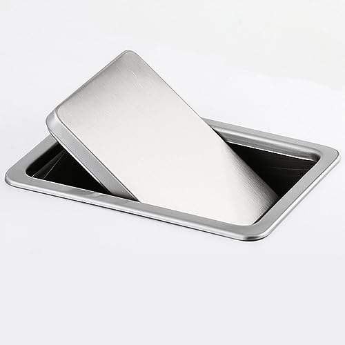 Recessed Counter Top Cover Trash Bin Built-in Flap Cover, Stainless Steel Kitchen Garbage Can Grommet Trash Can Lid, Waste Chute Lid Swing Trash Bin Lid, for Restaurants/Kitchen/Bathroom