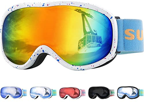 Supertrip Masque de Ski Enfant, Lunette de Ski 5 à 15 ans Anti-Buée/Poussière UV400, Masqué Ski Enfant pour le snowboard, l'alpinisme, la motoneige