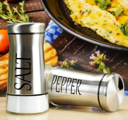 Sale e Pepe Set in Vetro, Saliera e Pepiera, Barattolo Sale Grosso e Fino, Porta Sale Grosso e Fino per in Cucina, BBQ, Lavabili in Lavastoviglie (Argenteo)