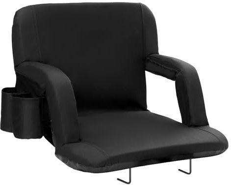 VEVOR Asiento de Estadio con Respaldo Ancho de Blanqueador, Silla de Estadio con Cojín Acolchado Plegable con Portavasos de Bolsillo con Gancho, Ideal para Eventos Deportivos, Camping, Conciertos