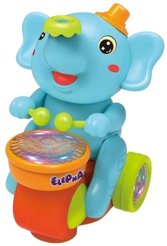 Jouet éléphant Marche éléphant Bébé Jouets Musicaux Avec Tambour Voiture électrique Avec Lumières Et Sons LED Jouets D'activité Sensorielle Apprentissage Jouets éducatifs En Mouvement Jouet Batteur él