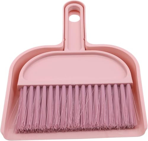 Pink Mini Broom and Dustpan, Plastic Cleaning Brush with Dustpan Set Desktop Cleaning Accessories, Pink with Dustpan Set, Plastic Mini Broom and Dustpan, Desktop Cleaning Set
