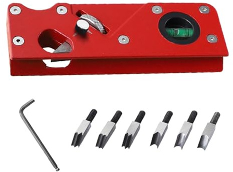 Chamfer Planer, Woodworking Plane Edge Corner Flattening Tool with 6 Cutters, 45 Degree Bevel Edge Corner Plane Manual Hand Chamfering Planer Tools (Red)