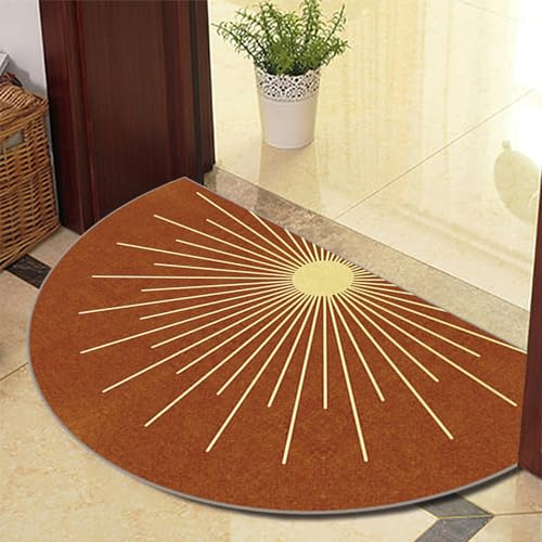 ChangTsing Semicircolare Zerbino 60cm x 90cm Poliestere stile bohémien Zerbino Antiscivolo Mezzaluna Porta D'ingresso Materiale