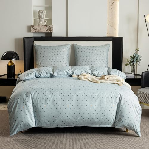 Cotton Market Ropa de cama – Juego de ropa de cama de 3 piezas – Funda de edredón 155x200 cm y 2 fundas de almohada 70x80 cm – Puntitos