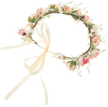 TOPPERFUN Boho Blumenkranz Haarreif für Braut aus Gewebe und Kunststoff mit Lebendigen Farben Verstellbar Romantische Hochzeiten und Festliche Anlässe