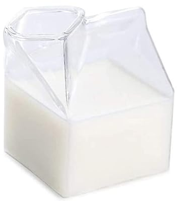 Milchglas Tasse, 250ml Unregelmäßige Transparente Glas Tasse für Kaffee Milch Wasser Milchkarton Behälter für Frühstück
