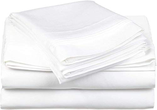 Tula Linen 1000 Hilos 6 Piezas Juego de sábanas (Blanco sólido, Reino Unido King Size150 X 200 cm (5 ft x 6 ft 6 in), tamaño de Bolsillo 42 cm) 100% algodón Egipcio Premium Calidad