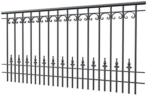 ELEO Geländer Lucca anthrazit schwarz - 90 x 192,5 cm Brüstungsgeländer für außen Schmiedeeisen - Geländer aus Metall rostfrei pulverbeschichtet romantisch - stabil für Balkon oder Terrasse