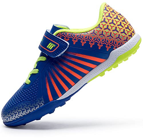 VLOOKST Boys' Football Boots Kids Girls Astro Turf Trainers Non-Slip Junior Soccer Shoes Sports Shoes Outdoor Athletic Sneakers Football Shoes Unisex Blue 2.5UK