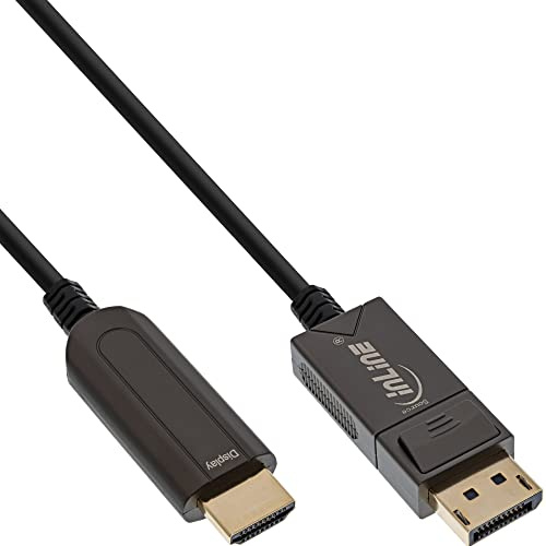 InLine® Câble convertisseur DisplayPort vers HDMI AOC, 4K/60Hz, noir, 20 m
