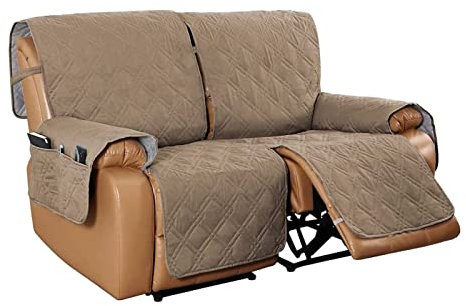 DZYP Sesselschoner Sesselauflage Relax Mit rutschfest, 2/3 Sitzer Gesteppte Sofabezug Mit Taschen Sesselschutz Sesselüberwurf Armlehnenschoner (Braun,2 sitzer)
