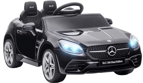 AIYAPLAY Benz SLC 300 Licensed 12V Electric Car for Kids, Kids' Electric Ride on with Parental Remote, Music Lights, Suspension Wheels for 3-6 Years, Black