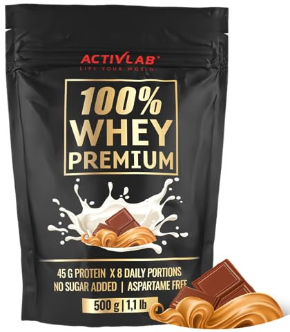Activlab 100% Whey Premium – Chocolat Beurre de Cacahuète 500g, 16 Portions x 23g Protéines en Poudre, 6.9g BCAAs, Glutamine, Faible en Sucre et Graisse, Construction et Récupération Musculaire