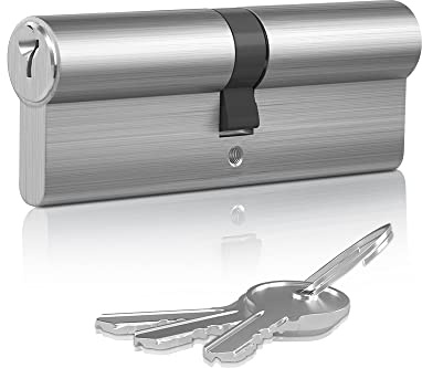 RESET Double Euro Cylinder 35/50 (85 mm), Brass Body, Key-to-Key, 3 Keys | Key-to-key double Euro cylinder for both sides; 35/50 mm split, 85 mm overall, brass body and 3 keys. No thumbturn.