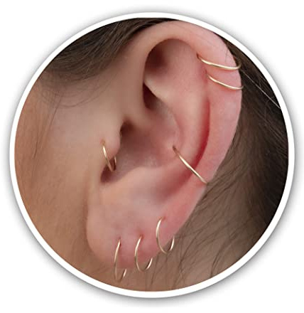 6 mm Knorpel Helix Tragus Nase kleine goldene Huggie Creolen für Frauen, 22 Gauge (Gold, 6 mm 22 Gauge / 1 Paar)