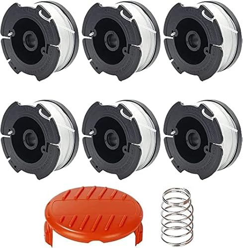 A6481 A6485 bobine per decespugliatore Black and Decker, set di 6 bobine, 1 copertura e 1 molla