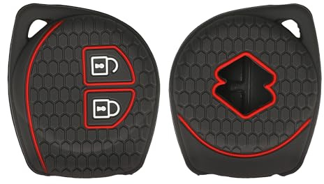 kwmobile Autoschlüssel Silikon Hülle kompatibel mit Suzuki 2-Tasten Autoschlüssel - Schlüsselhülle in Schwarz matt Rot
