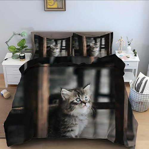MAQUE Tiger BettwäSche Set Blatt BettwäSche 135x200, WendebettwäSche und Kissenbezug 80x80, Weiche & Angenehme & Atmungsaktive Mikrofaser BettwäSche-Sets mit ReißVerschluss