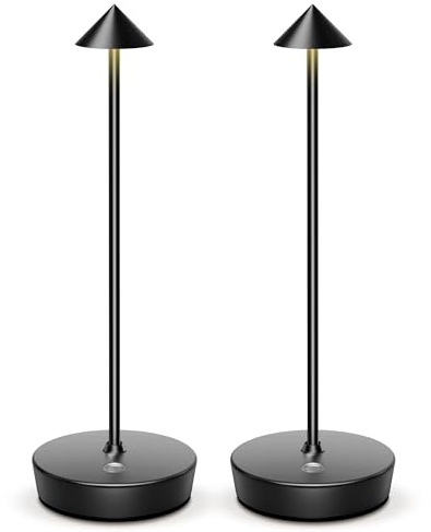 SLSMD Tischlampe Kabellos IP54 Led Outdoor Lampe 6000mAh Akku Camping Schreibtischlampe Aufladbar Nachttischlampe Touch Tischleuchte für Innen/Außen (Schwarz (2er-Pack))