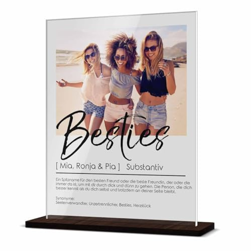 CHRISCK design Fotogeschenk mit Bestie Definition - individuelles Geschenk beste Freundin - BFF Geschenke zu Weihnachten & zum Geburtstag - beleuchtetes Acryl Glasbild mit Foto