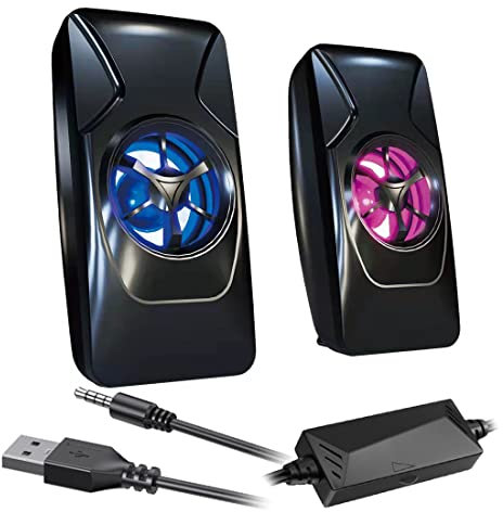 Bolwins P49DS 6W Mini USB PC Lautsprecher mit Buntem LED-Licht, 3,5 mm AUX und Lautstärkeregler, ideal für PC, Tablet und Smartphone – USB-betrieben, kraftvoller Sound
