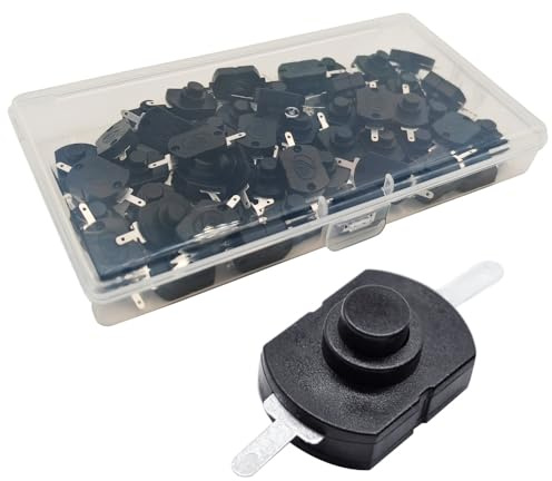 Gebildet 50Stück 17x12 Selbstverriegelnder Mikro-Mini-EIN/AUS-Schalter 1.5 A, 250V, Selbstsichernder Drucktastenschalter für DIY-SMD-Taschenlampen, Typ KAN-23