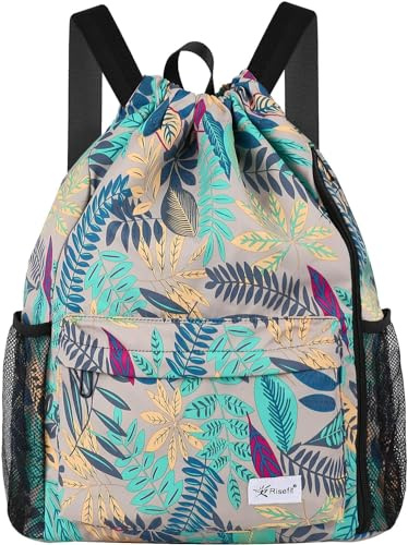 Risefit Waterproof Swimming Bags Drawstring Gym Bags Beach Bags Backpacks for Adults