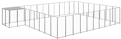 CIADAZ Hundehütte, silberfarben, 25,41 m², Stahl, Käfig für Hunde, Hundekäfig, Haus 244