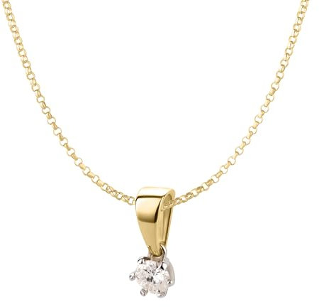 Ardeo Aurum Damen Schmuck-Set aus 585 Gold mit 0,15 ct Diamant Brillant Anhänger Solitär mit Erbskette 375 Gold in Länge 50 cm