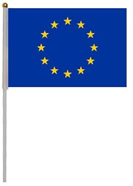 Lot de 20 drapeaux à manivelle de l'Union européenne, Union Européenne Mini Drapeau portable, Drapeau Union Européenne, Petit Drapeau Union Européenne