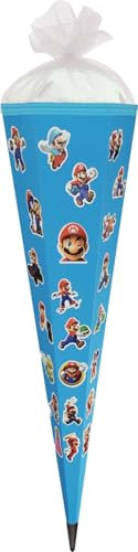 Generisch Super Mario Schultüte - Zuckertüte zum selber fertig gestalten, 85 cm, 6-eckig