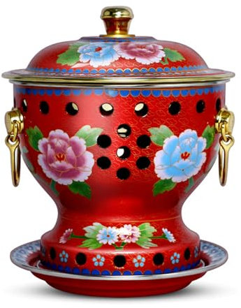 OYWEHECE Einzelne Person, Kleiner Kupfertopf, Alter Pekinger Kleiner Dicker Kuh-Hot Pot, Chinesischer Traditioneller Cloisonné-Hot Pot, Kommerzieller Alkoholanteil, Roter Kupfer-Hot Pot,D