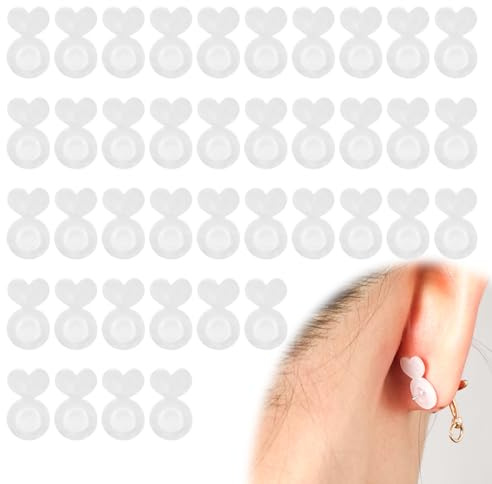40 Piezas Respaldos de Pendientes en Forma de Corazón, Cierres de Pendientes para Orejas Caídas Cómodos de Silicona Tuercas Seguridad Pendientes para Pendientes Pesados y Tachuelas