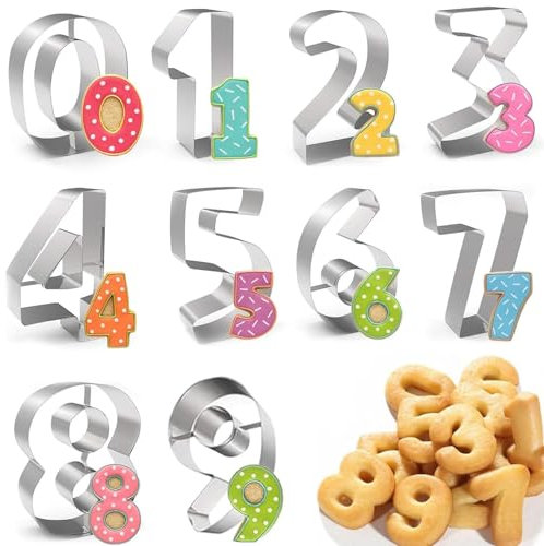 9 Pezzi Formine Biscotti-Set, Tagliabiscotti 0-9 Numeri, Biscotti Numeri, Biscotti Muffa in Acciaio Inossidabile, Decorazione del Dolce, per Biscotti, Cottura al Forno, Fondente DIY Stampo Da Forno
