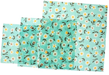 ORFOFE Beeswax Wraps Food Packaging Wraps Fresh-Keeping Bowl Covers Small Floral Pattern 3pcs Set for Sandwiches and Cake Preservation