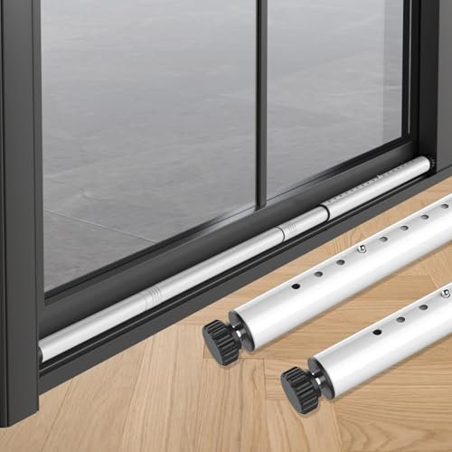 Sliding Door Security Bar Inside 17.7-50.5 Inches Adjustable Patio Glass Door Security Bars Window Dowel Security Bar Stopper for Home Apartment Safety White (1)