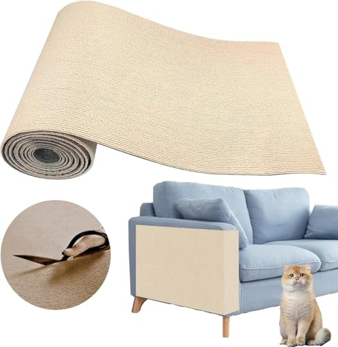 Selbstklebende tapete,Anti Kratz Folie Für Katzen, 40 * 200cm, Selbstklebende Nadel Gestanzte Vliesdecke, Schutzsofa Wandaufkleber, Kratzmatte Katze, Kratzpappe Für Katze (Off White)