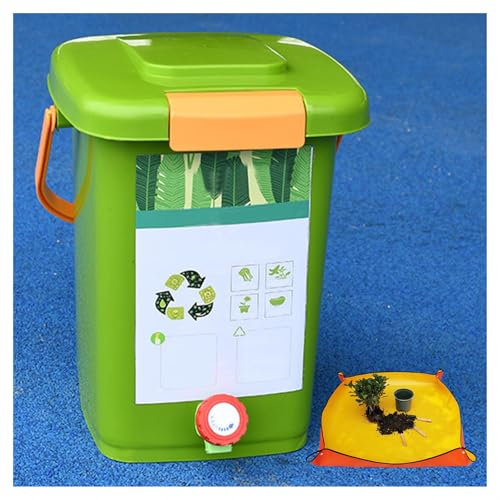 Set di 2 bidoni per compost da cucina, capacità 10 l, facile da pulire, coperchio ermetico, design elegante