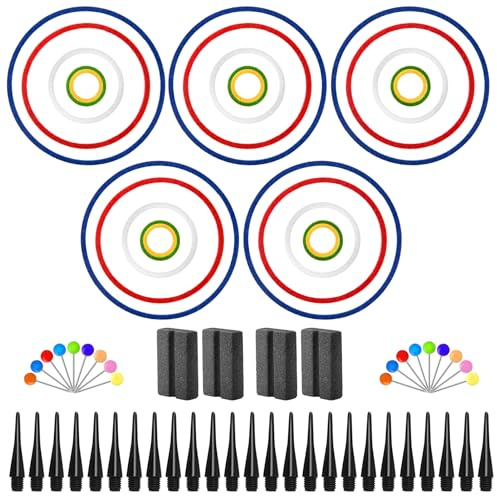 YAOZUP 179 Piece Dart Accessory Set, 25 Felt Dart Practice Rings, 40 Push Pins, 4 Dart Sharpening Stone for Metal Darts and 100 2BA Black Soft Dart Tips, for Beginners Practice Training