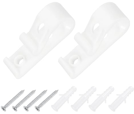 sourcing map 2Pcs 50x15mm Roller Shade Chain and Cord Hold Down, Curtain P Clip Fixation Hooks, Bead Chain Tension Device with Screws for Roller Blinds, Roman Shades, White