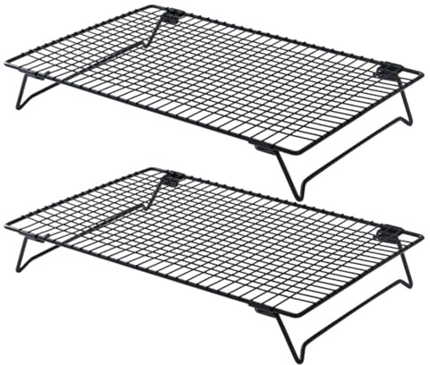 Kuchen Kühlgitter Stapelbar Kühlgitter 2 Stück Backen Kühlgitter Rechteck Cookie Cooling Rack Abkühlgitter zum Backen Backen Kühlgitter zum Braten Edelstahl Kühlgitter